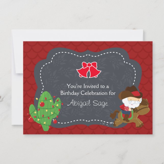 Convite de Aniversário para Papais noeis de vaquei (Frente)