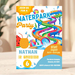 Convite de Aniversário para Parque Aquático Colori