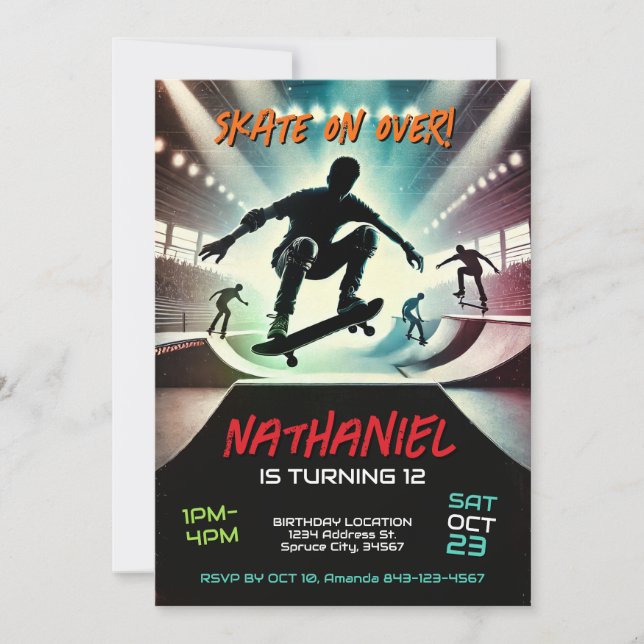 Convite de aniversário para patinetes para rapazes (Frente)