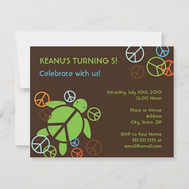 Convite de Aniversário para Paz Honu (Frente)