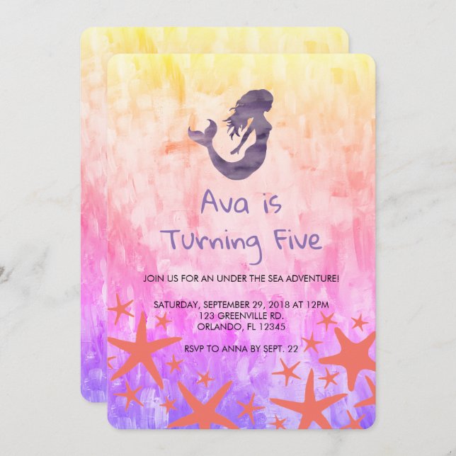 Convite de Aniversário para Peixe-Fígado Roxo Sere (Frente/Verso)