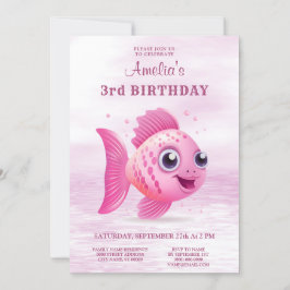 Convite de Aniversário para Peixes Rosa