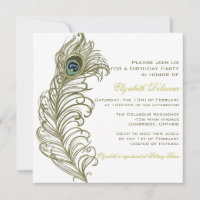 Convite de Aniversário para Penas de Peacock Whims