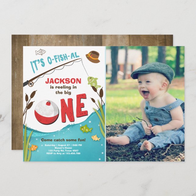 Convite de Aniversário para Pesca de O-fish-al O g (Frente/Verso)