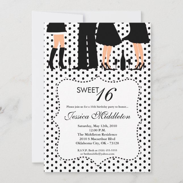 Convite de Aniversário para Pessoas Sweet 16 de Fe (Frente)