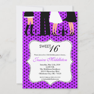 Convite de Aniversário para Pessoas Sweet 16 de Fe