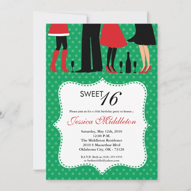 Convite de Aniversário para Pessoas Sweet 16 de Fe (Frente)