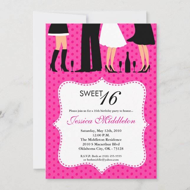 Convite de Aniversário para Pessoas Sweet 16 de Fe (Frente)