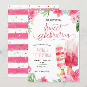 Convite de aniversário para picolé de Summer Gir