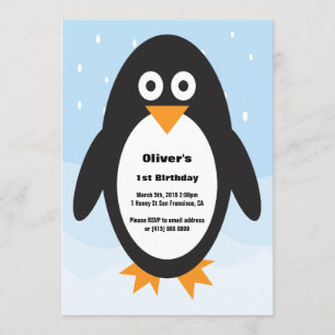 Convite de aniversário para pinguins