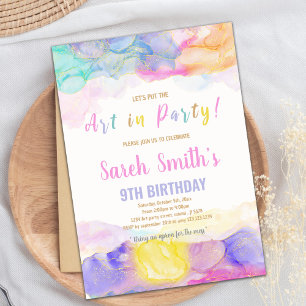 Convite de Aniversário para Pintura do Arco-Íris