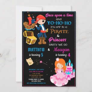Convite de aniversário para Pirate e Princesa