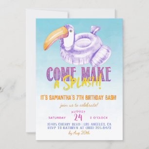 Convite de Aniversário para Piscina Flutuante de 