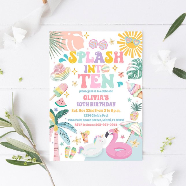 Convite de Aniversário para Piscina Tropical (Criador carregado)