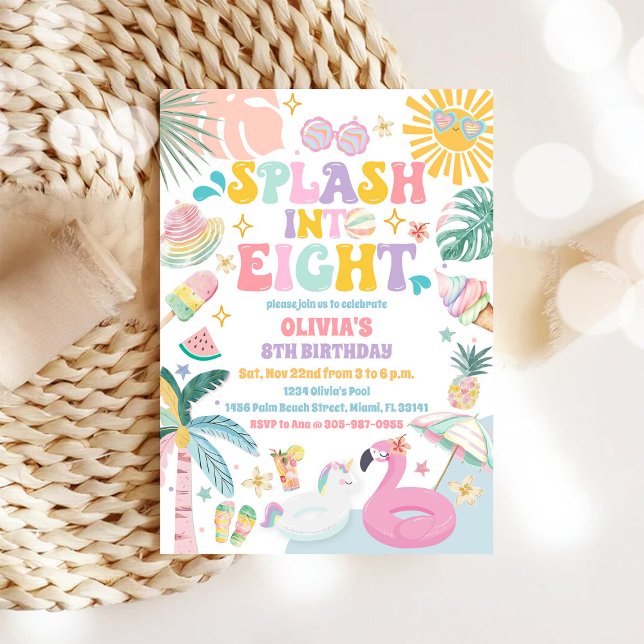 Convite de Aniversário para Piscina Tropical (Criador carregado)