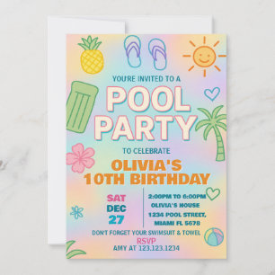 Convite de Aniversário para Piscinas de Festa Bril