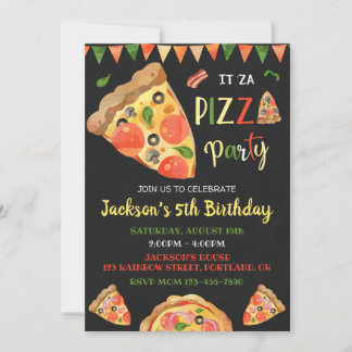 Convite de aniversário para pizza festa de anivers