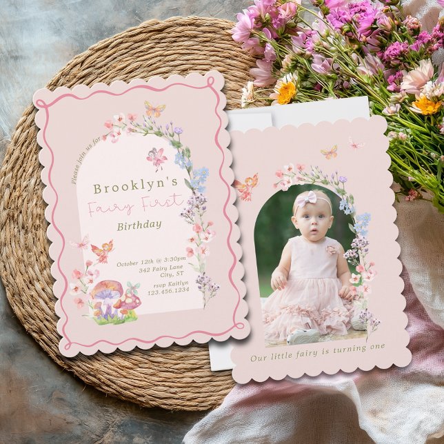 Convite de Aniversário para Primeira Pastel Fada (Fairy First Pastel Girl Birthday Invitation
)