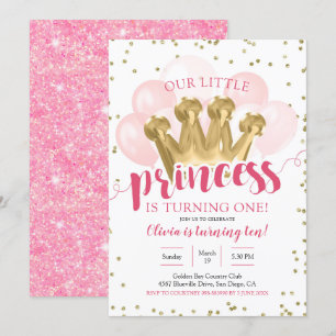 Convite de aniversário para princesa rosa Princes