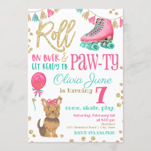 Convite de Aniversário para Puppy e Roller