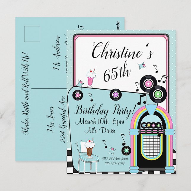 Convite de Aniversário para Qualquer Idade, Lancho (Frente/Verso)