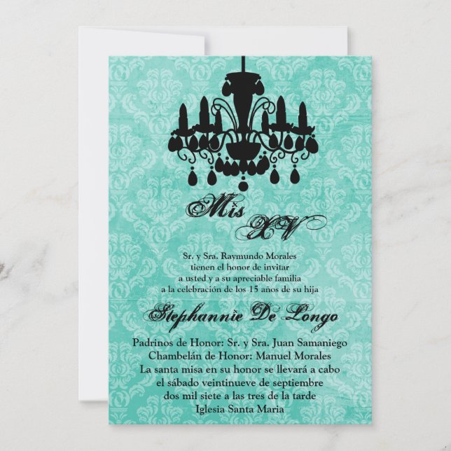 Convite de Aniversário para Quandelier Quinceanera (Frente)