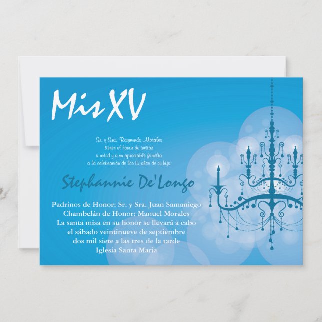 Convite de Aniversário para Quandelier Quinceanera (Frente)