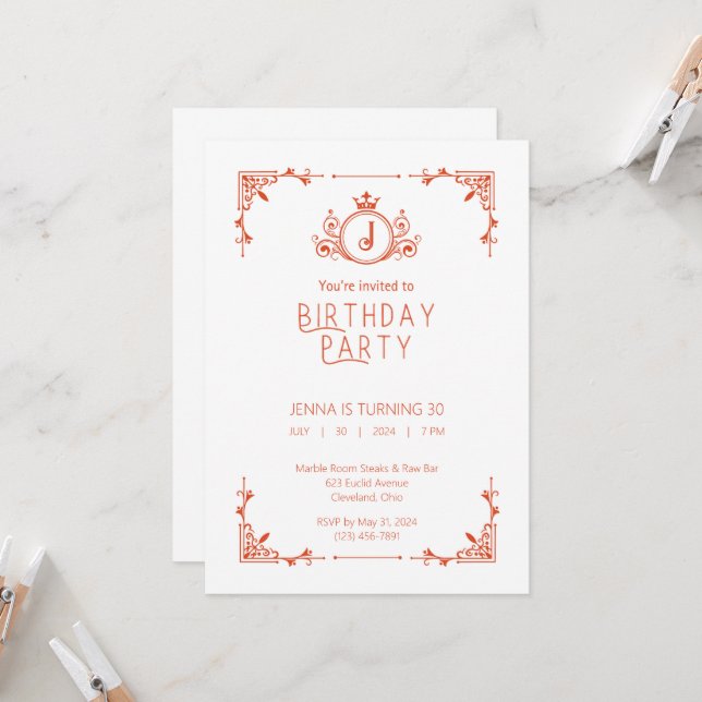 Convite de Aniversário para Queda Laranja e Branca (Frente/Verso In Situ)