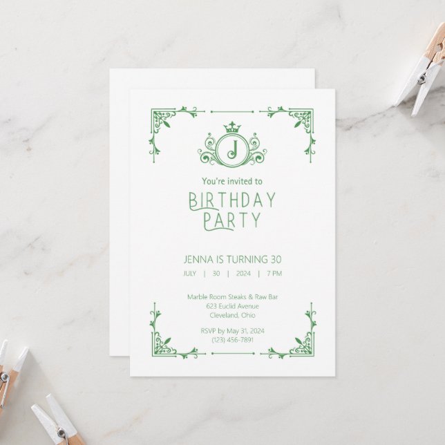 Convite de Aniversário para Queda Verde e Branca 2 (Frente/Verso In Situ)
