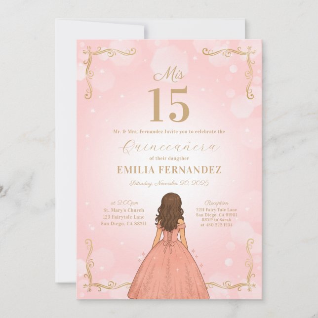 Convite de Aniversário para Quinceanera 15 (Frente)