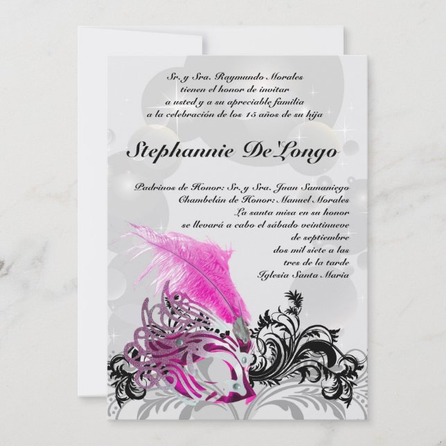 Convite de Aniversário para Quinceanera 5x7 (Frente)
