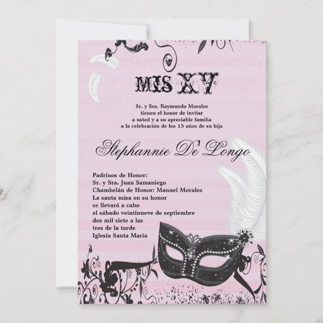 Convite de Aniversário para Quinceanera 5x7 (Frente)