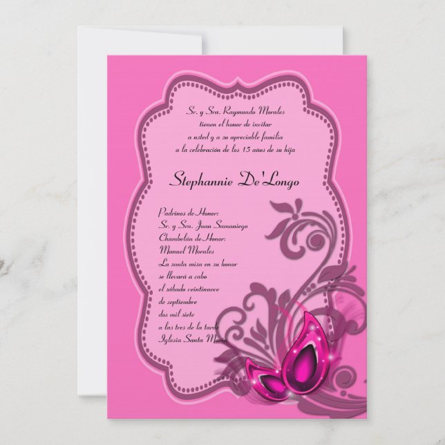 Convite de Aniversário para Quinceanera 5x7 (Frente)