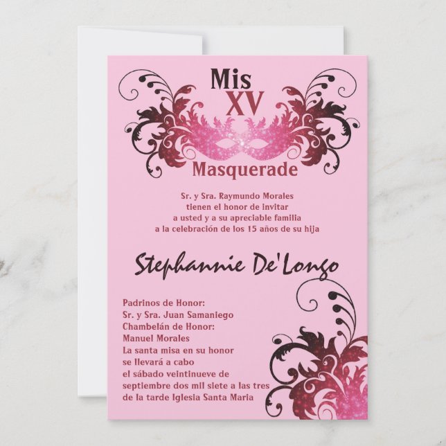 Convite de Aniversário para Quinceanera 5x7 (Frente)