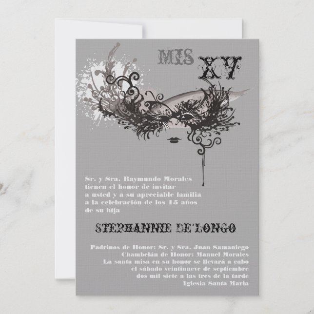 Convite de Aniversário para Quinceanera 5x7 (Frente)