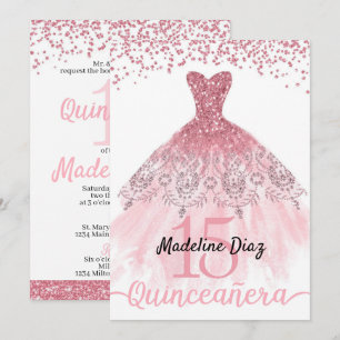 Convite de Aniversário para Quinceanera, cor-de-r