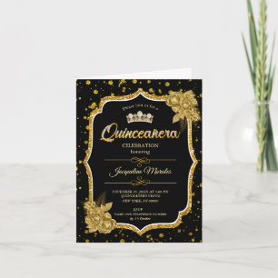 Convite de Aniversário para Quinceañera Dourada e