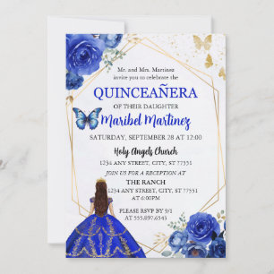 Convite de aniversário para Quinceanera Dourada Re