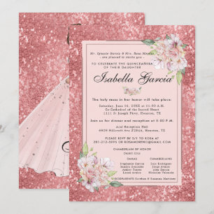 Convite de Aniversário para Quinceañera, Dourado r
