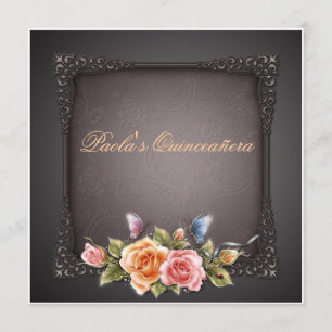 Convite de Aniversário para Quinceañera Floral Ele