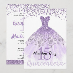 Convite de Aniversário para Quinceanera Lavanda R
