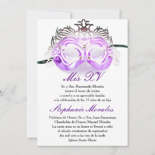 Convite de Aniversário para Quinceanera Mascarada