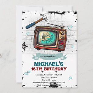 convite de aniversário para Rage Room