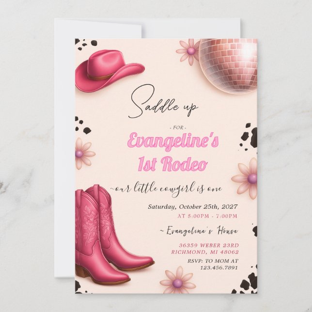 Convite de Aniversário para Rapariga Pessoal 1rua  (Frente)