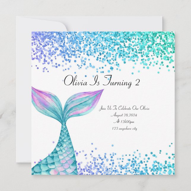 Convite de aniversário para raparigas (Frente)