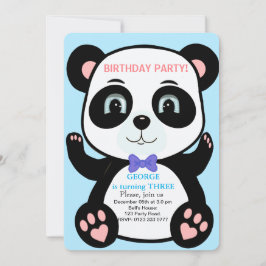 Convite de Aniversário para Rapazes de Panda