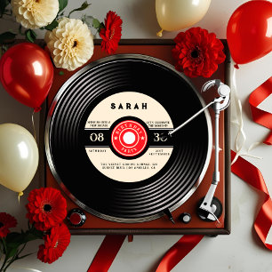 Convite de Aniversário para Registro de Vinilo Ret