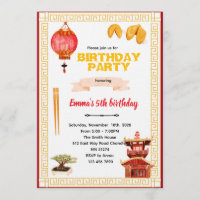 Convite de Aniversário para Restaurante Chinês