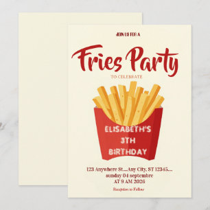 Convite de Aniversário para Restaurante de Fritas