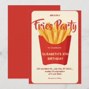 Convite de Aniversário para Restaurante de Fritas